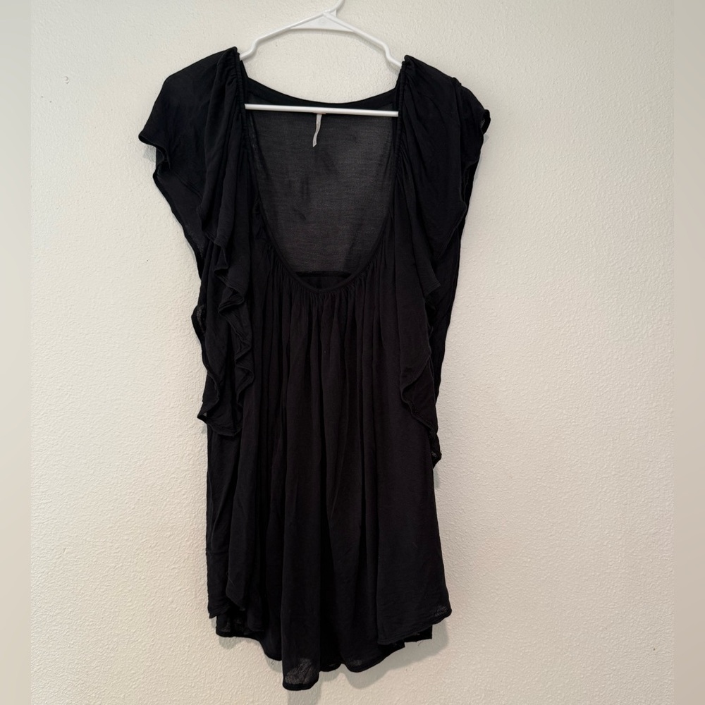 Free People Forever & Always Short Sleeve Top Black large